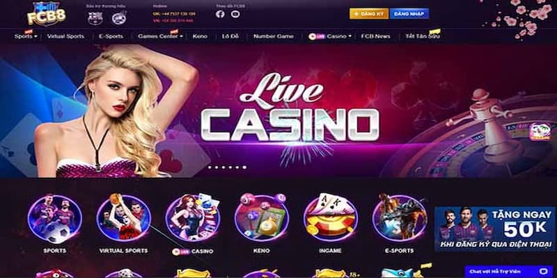Trải nghiệm casino online FCB8 hứa hẹn sẽ đem đến những phiên cược cực “bổ mắt” cho hội viên